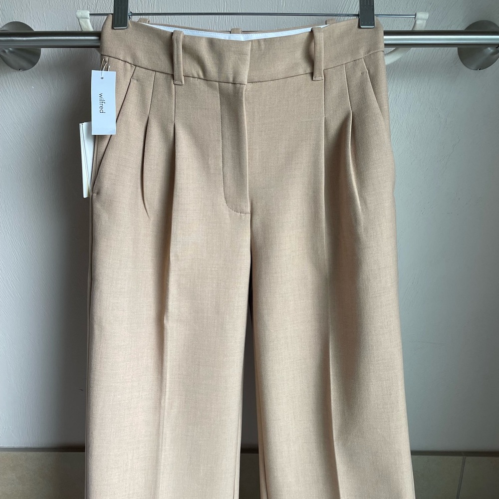 Aritzia Wilfred Effortless Pant, Size 0, Heather Bisque Beige